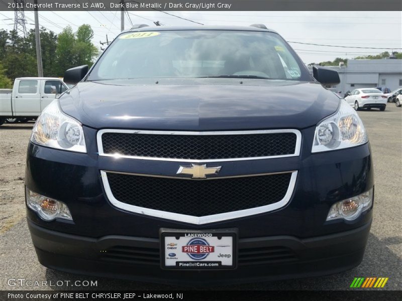 Dark Blue Metallic / Dark Gray/Light Gray 2011 Chevrolet Traverse LS AWD