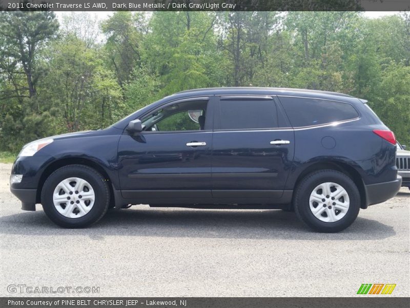 Dark Blue Metallic / Dark Gray/Light Gray 2011 Chevrolet Traverse LS AWD