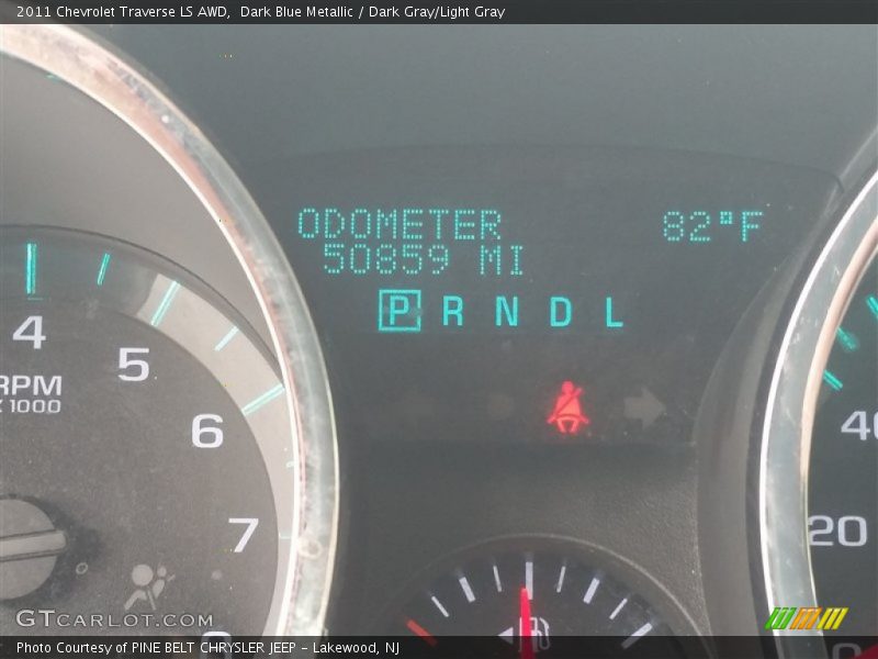 Dark Blue Metallic / Dark Gray/Light Gray 2011 Chevrolet Traverse LS AWD
