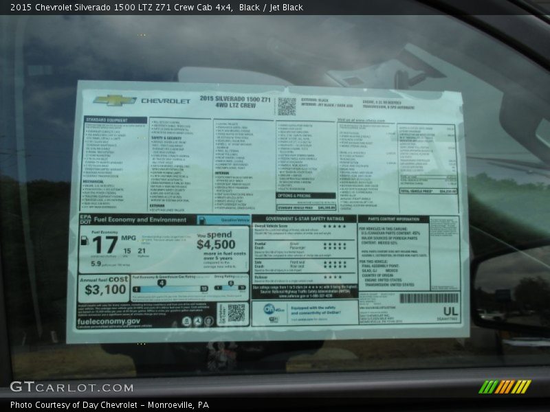  2015 Silverado 1500 LTZ Z71 Crew Cab 4x4 Window Sticker