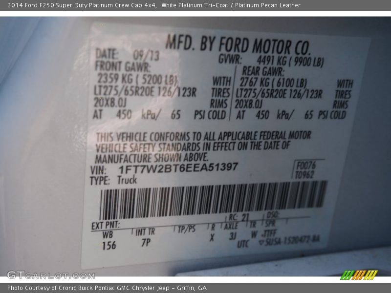 White Platinum Tri-Coat / Platinum Pecan Leather 2014 Ford F250 Super Duty Platinum Crew Cab 4x4
