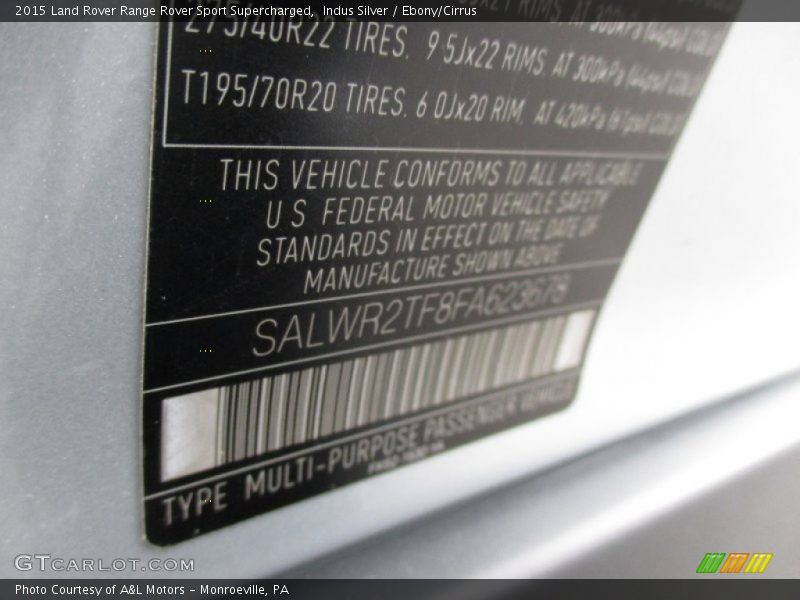 Indus Silver / Ebony/Cirrus 2015 Land Rover Range Rover Sport Supercharged