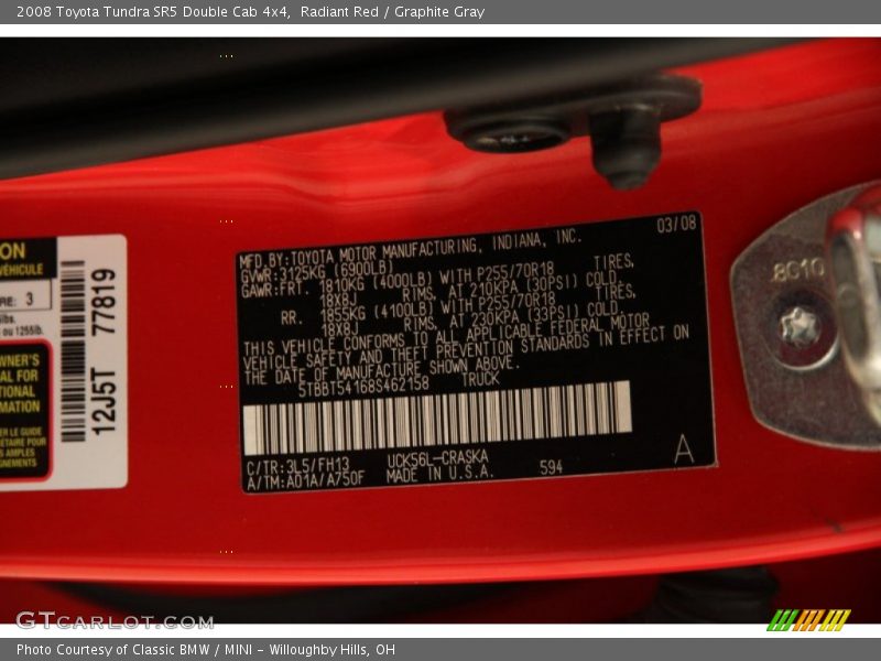 Radiant Red / Graphite Gray 2008 Toyota Tundra SR5 Double Cab 4x4