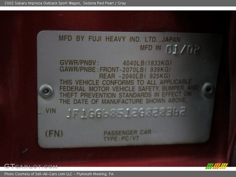 Sedona Red Pearl / Gray 2002 Subaru Impreza Outback Sport Wagon