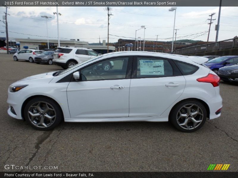 Oxford White / ST Smoke Storm/Charcoal Black Recaro Sport Seats 2015 Ford Focus ST Hatchback