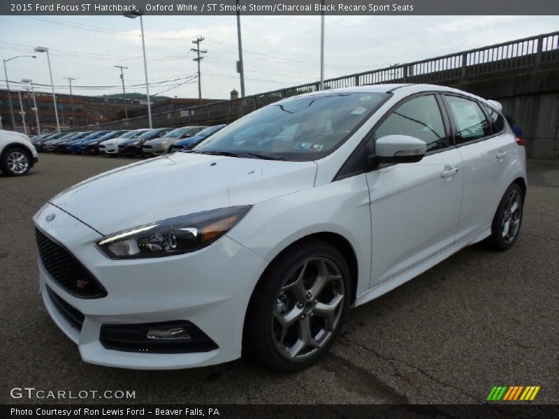 Oxford White / ST Smoke Storm/Charcoal Black Recaro Sport Seats 2015 Ford Focus ST Hatchback