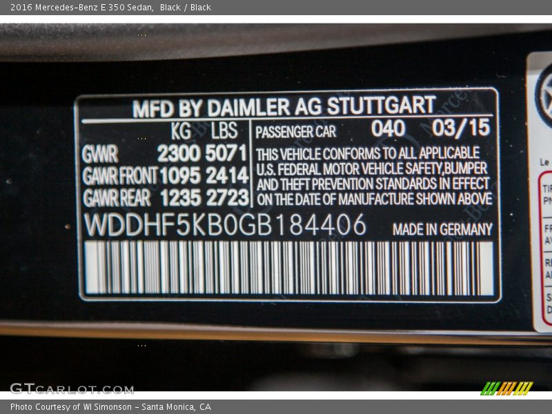 Black / Black 2016 Mercedes-Benz E 350 Sedan