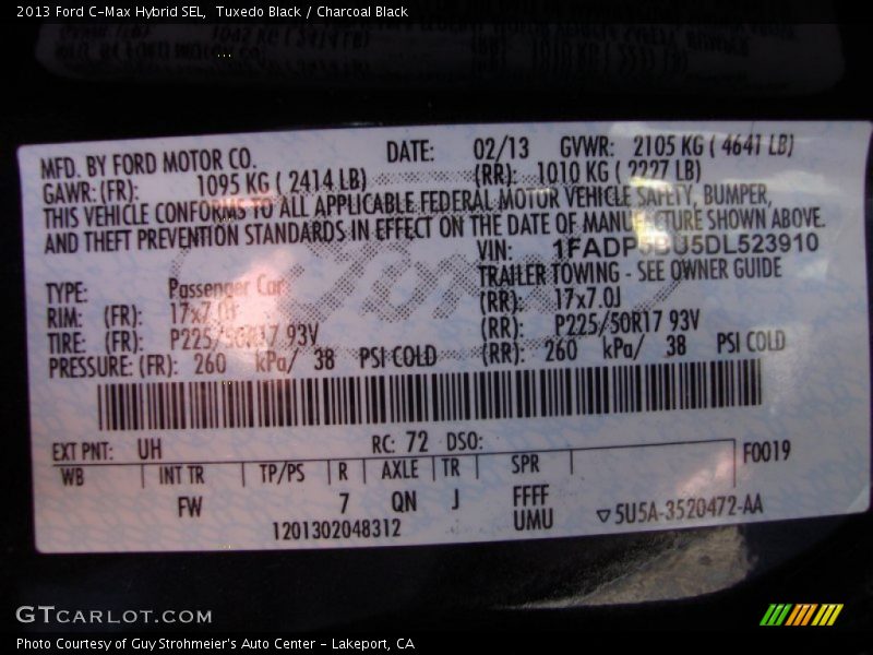 Tuxedo Black / Charcoal Black 2013 Ford C-Max Hybrid SEL