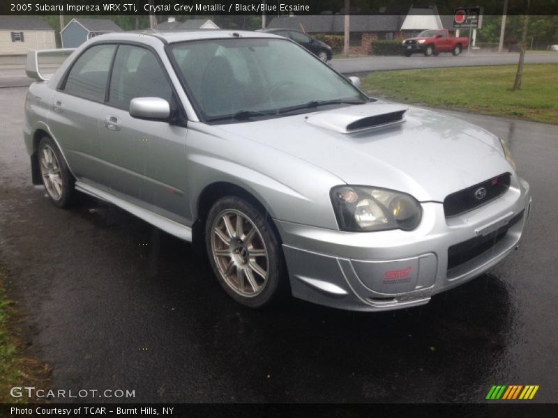 Crystal Grey Metallic / Black/Blue Ecsaine 2005 Subaru Impreza WRX STi