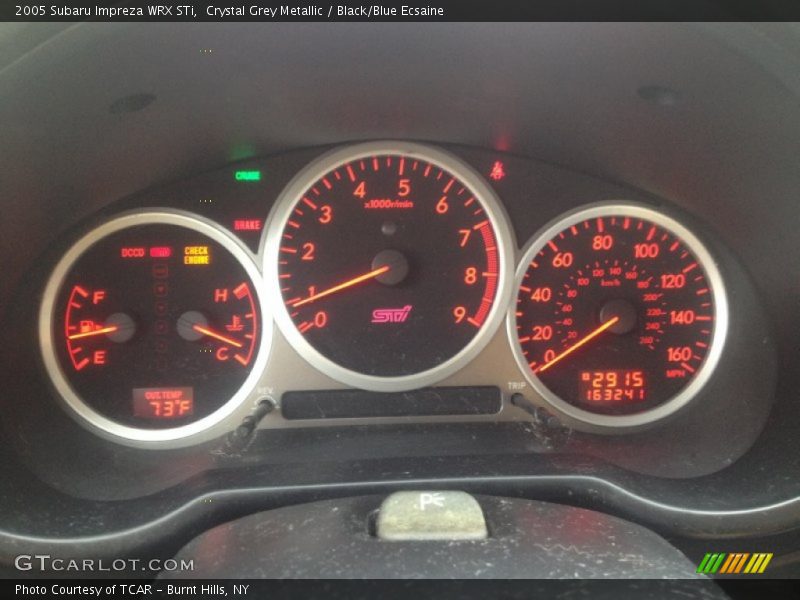 Crystal Grey Metallic / Black/Blue Ecsaine 2005 Subaru Impreza WRX STi