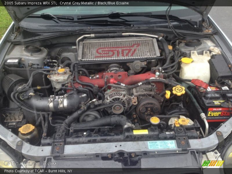 Crystal Grey Metallic / Black/Blue Ecsaine 2005 Subaru Impreza WRX STi