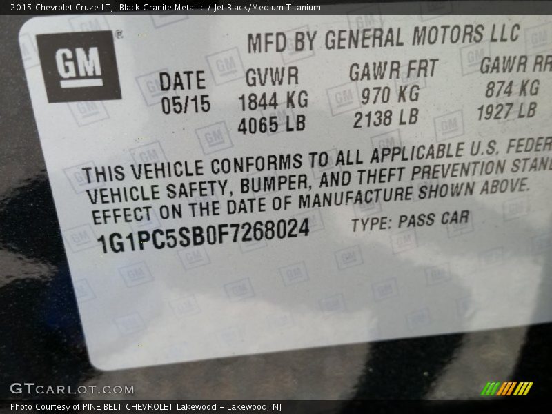 Black Granite Metallic / Jet Black/Medium Titanium 2015 Chevrolet Cruze LT