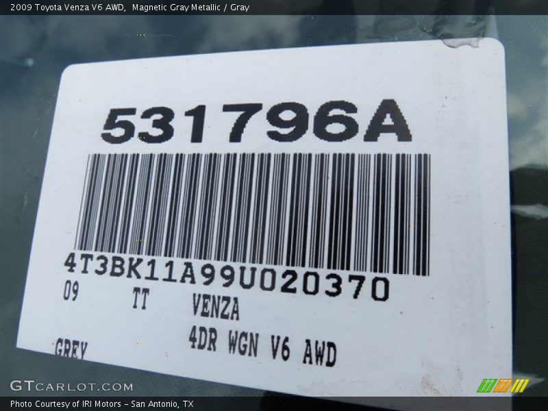 Magnetic Gray Metallic / Gray 2009 Toyota Venza V6 AWD