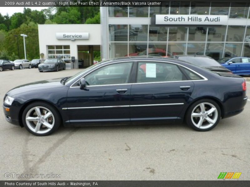 Night Blue Pearl Effect / Amaretto/Black Valcona Leather 2009 Audi A8 L 4.2 quattro