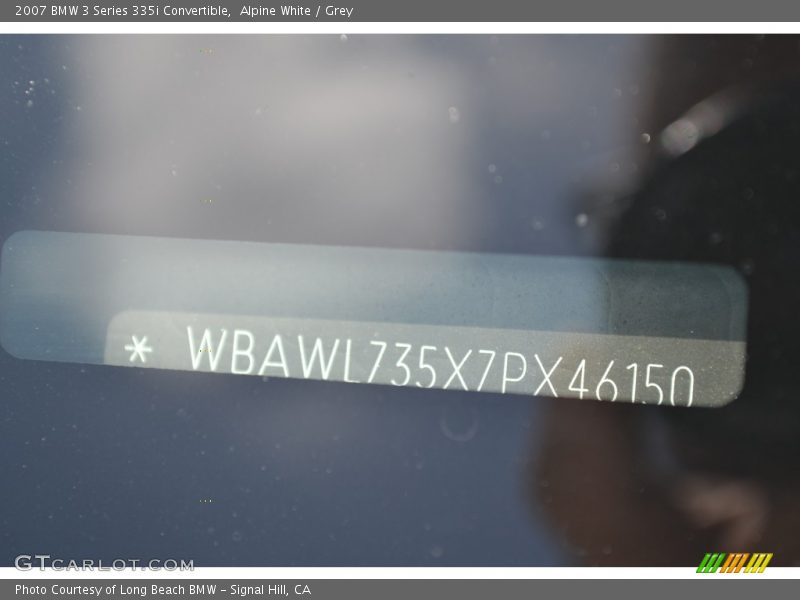 Alpine White / Grey 2007 BMW 3 Series 335i Convertible