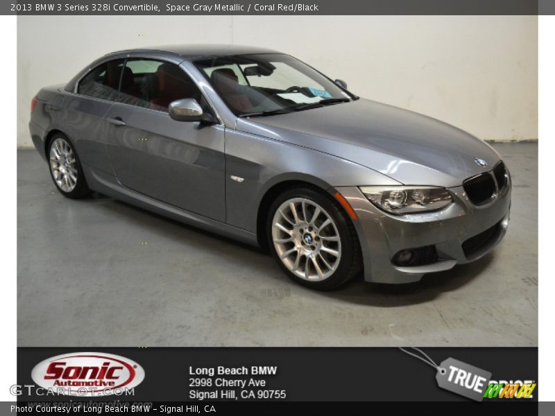 Space Gray Metallic / Coral Red/Black 2013 BMW 3 Series 328i Convertible