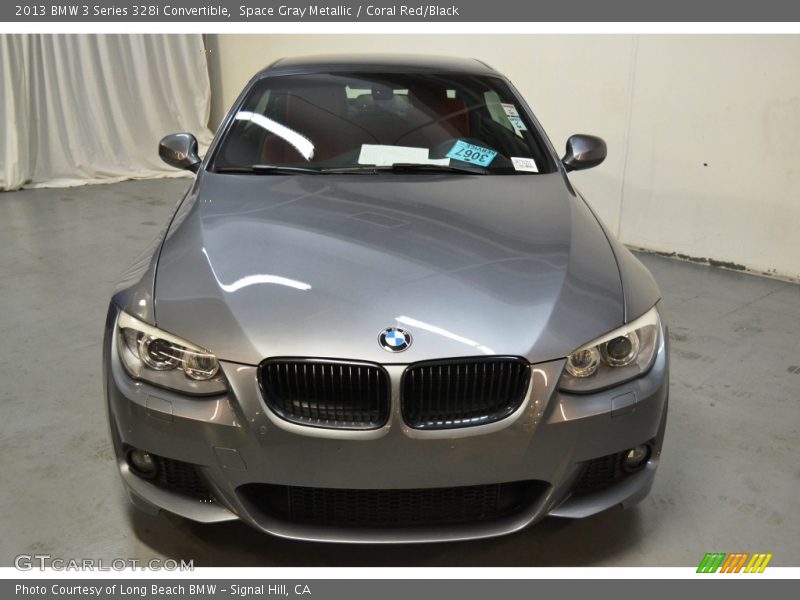 Space Gray Metallic / Coral Red/Black 2013 BMW 3 Series 328i Convertible