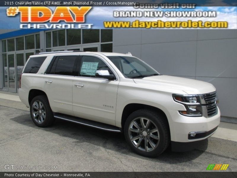 White Diamond Tricoat / Cocoa/Mahogany 2015 Chevrolet Tahoe LTZ 4WD