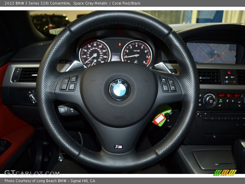 Space Gray Metallic / Coral Red/Black 2013 BMW 3 Series 328i Convertible