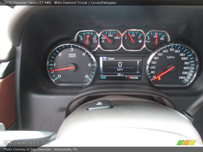 White Diamond Tricoat / Cocoa/Mahogany 2015 Chevrolet Tahoe LTZ 4WD