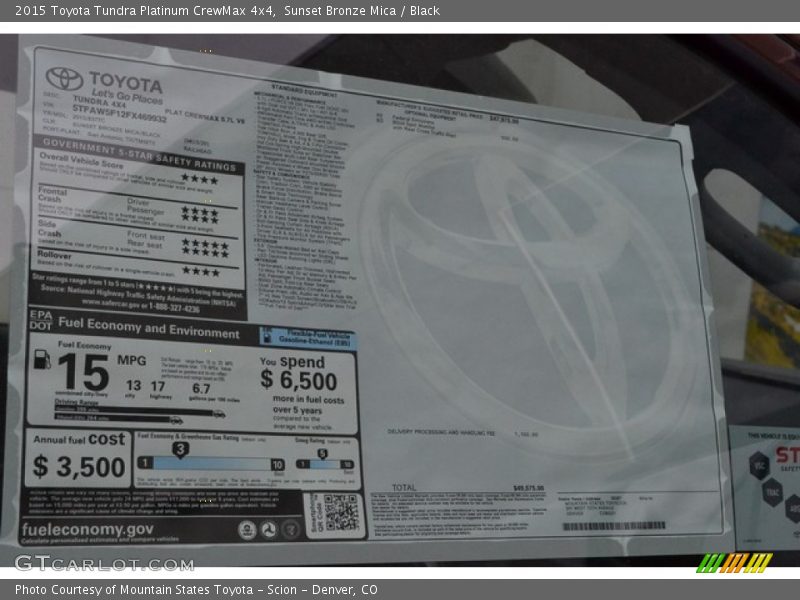 Sunset Bronze Mica / Black 2015 Toyota Tundra Platinum CrewMax 4x4