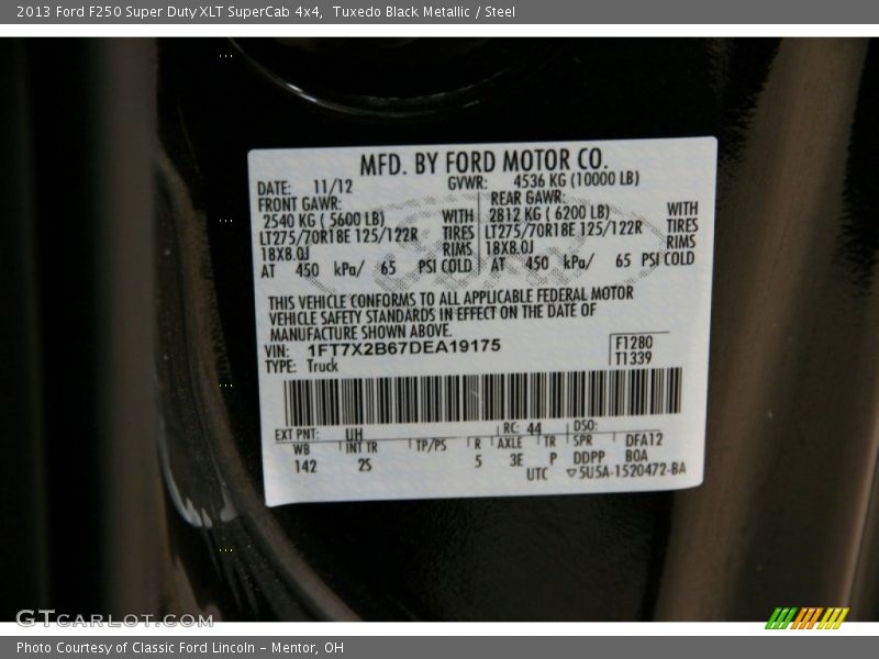 Tuxedo Black Metallic / Steel 2013 Ford F250 Super Duty XLT SuperCab 4x4