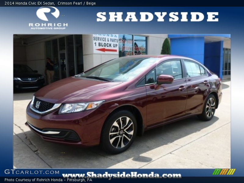 Crimson Pearl / Beige 2014 Honda Civic EX Sedan