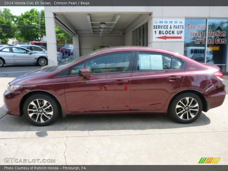 Crimson Pearl / Beige 2014 Honda Civic EX Sedan