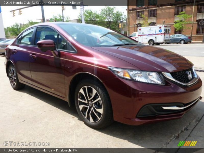 Crimson Pearl / Beige 2014 Honda Civic EX Sedan