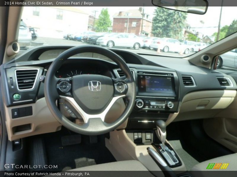 Crimson Pearl / Beige 2014 Honda Civic EX Sedan