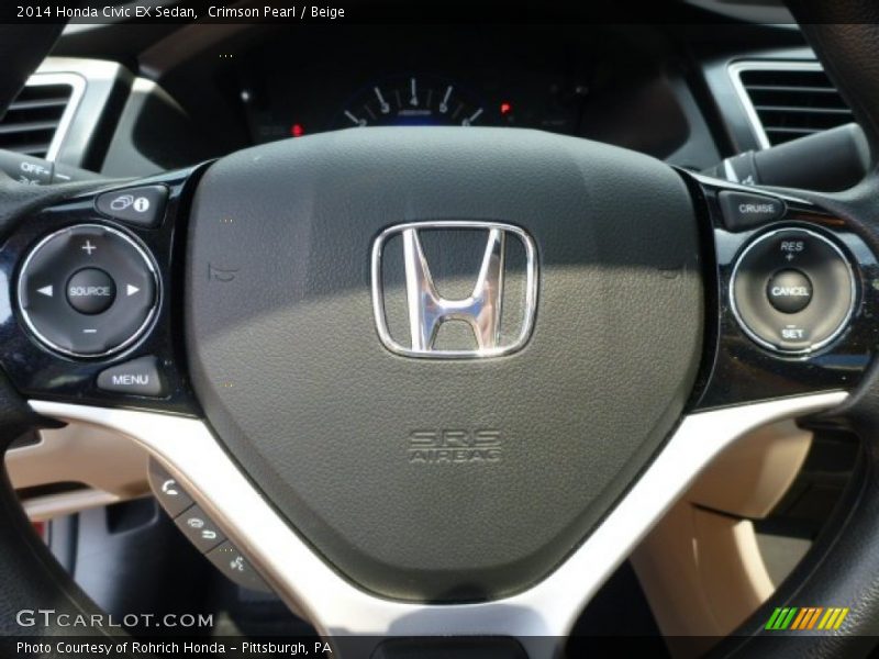 Crimson Pearl / Beige 2014 Honda Civic EX Sedan