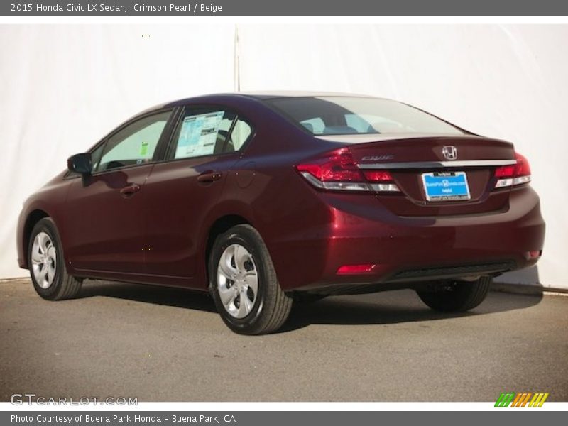 Crimson Pearl / Beige 2015 Honda Civic LX Sedan