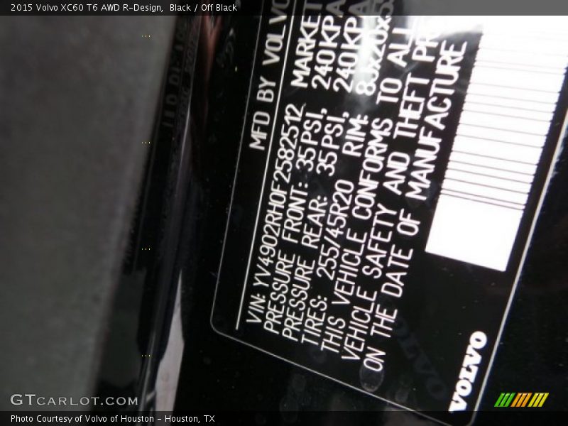Black / Off Black 2015 Volvo XC60 T6 AWD R-Design