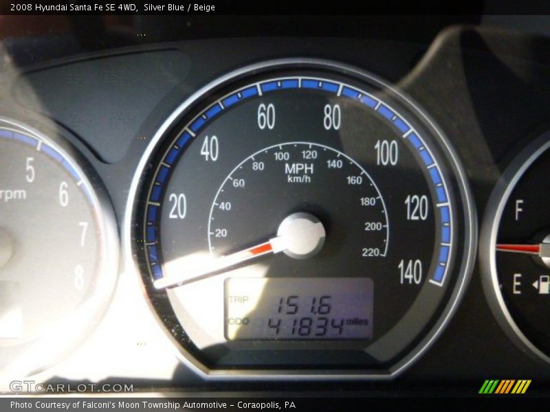 Silver Blue / Beige 2008 Hyundai Santa Fe SE 4WD