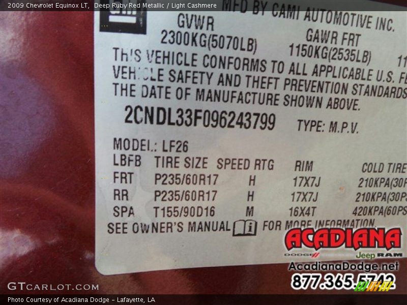 Deep Ruby Red Metallic / Light Cashmere 2009 Chevrolet Equinox LT