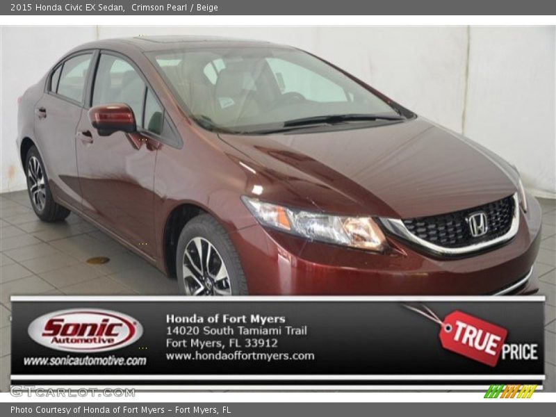Crimson Pearl / Beige 2015 Honda Civic EX Sedan