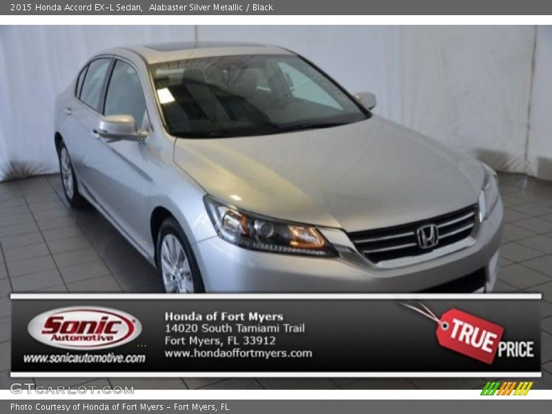 Alabaster Silver Metallic / Black 2015 Honda Accord EX-L Sedan