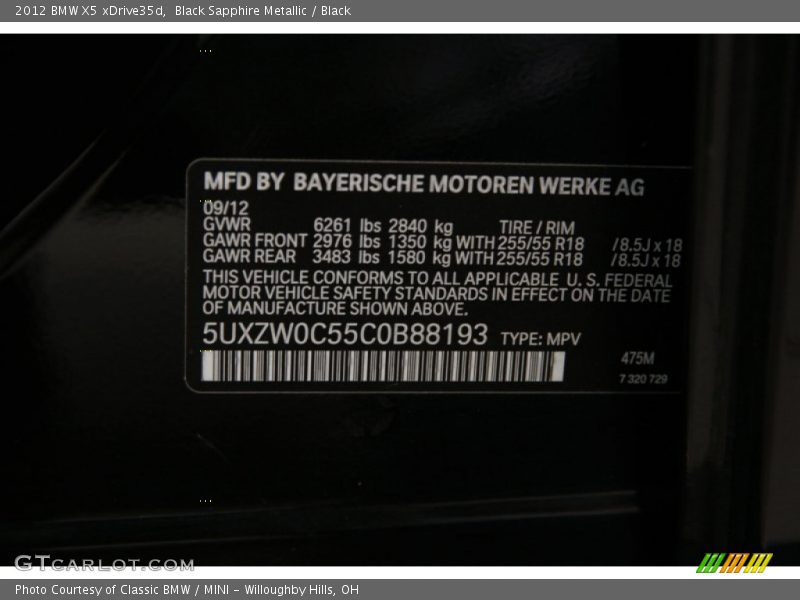Black Sapphire Metallic / Black 2012 BMW X5 xDrive35d