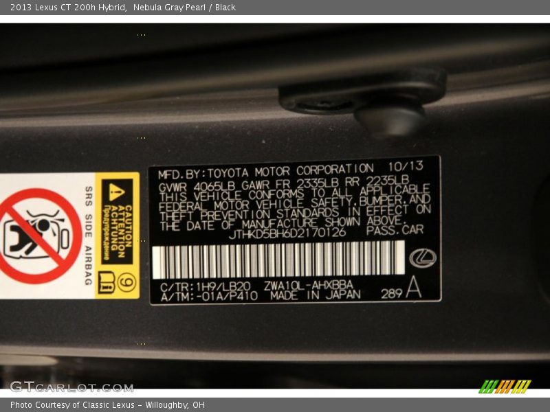 Nebula Gray Pearl / Black 2013 Lexus CT 200h Hybrid
