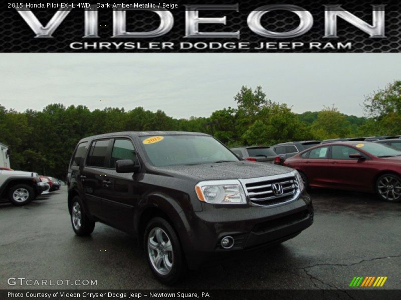 Dark Amber Metallic / Beige 2015 Honda Pilot EX-L 4WD