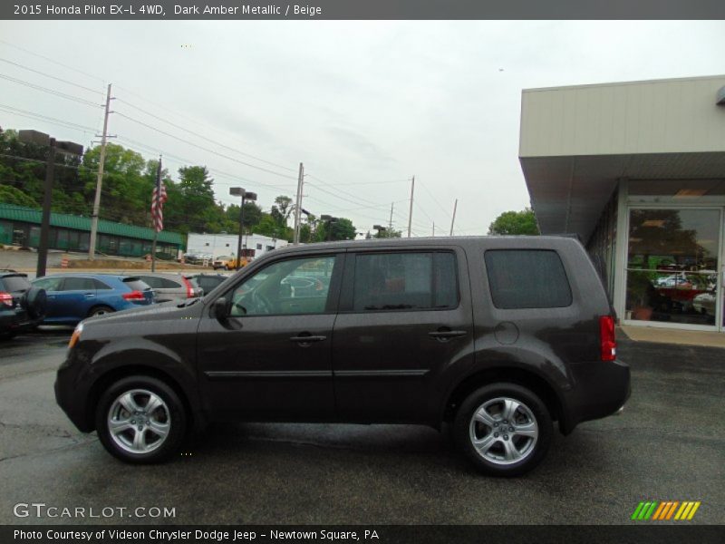 Dark Amber Metallic / Beige 2015 Honda Pilot EX-L 4WD