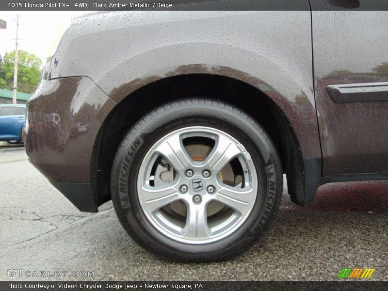 Dark Amber Metallic / Beige 2015 Honda Pilot EX-L 4WD