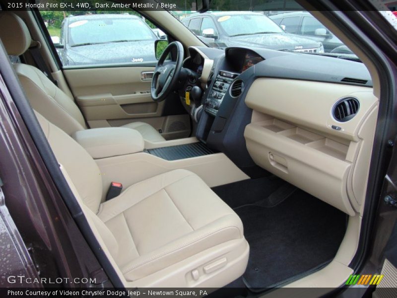 Dark Amber Metallic / Beige 2015 Honda Pilot EX-L 4WD