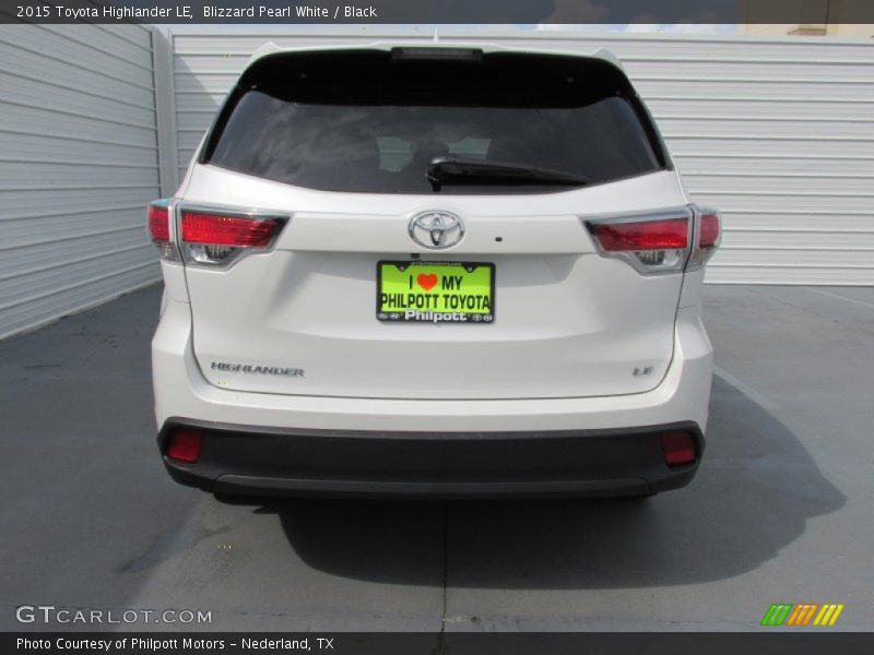 Blizzard Pearl White / Black 2015 Toyota Highlander LE