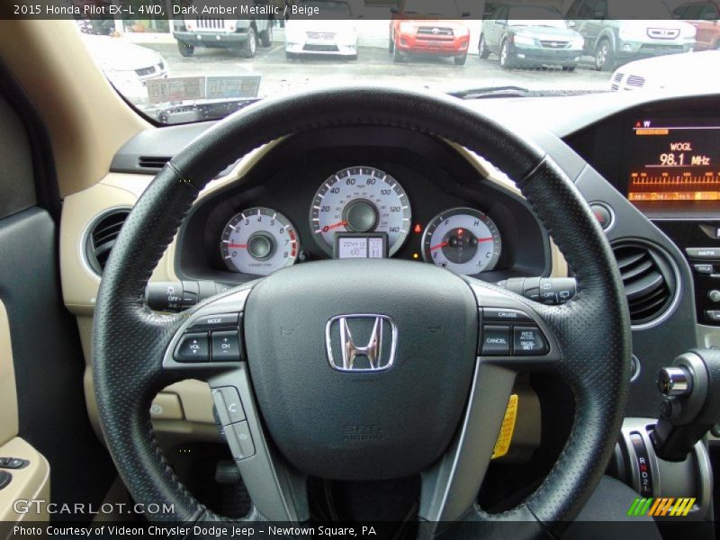 Dark Amber Metallic / Beige 2015 Honda Pilot EX-L 4WD