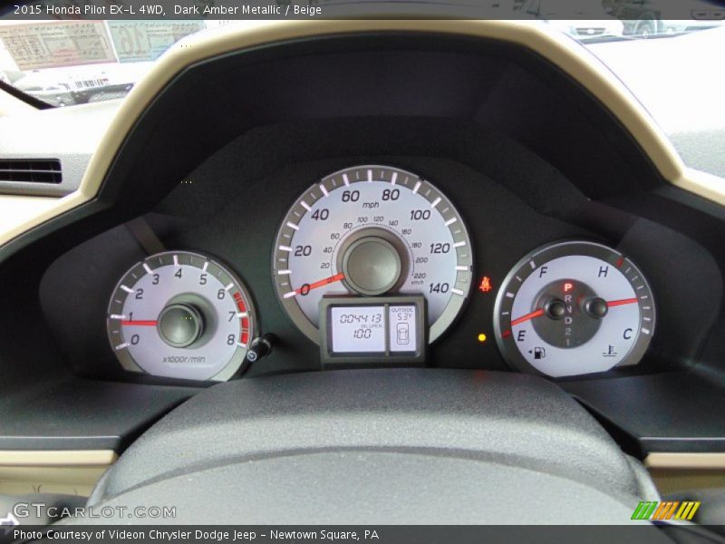 Dark Amber Metallic / Beige 2015 Honda Pilot EX-L 4WD