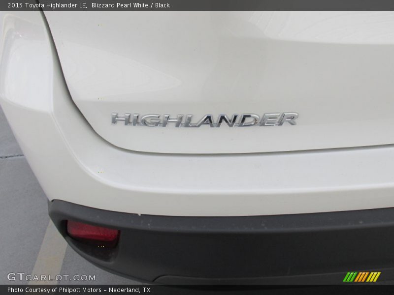 Blizzard Pearl White / Black 2015 Toyota Highlander LE