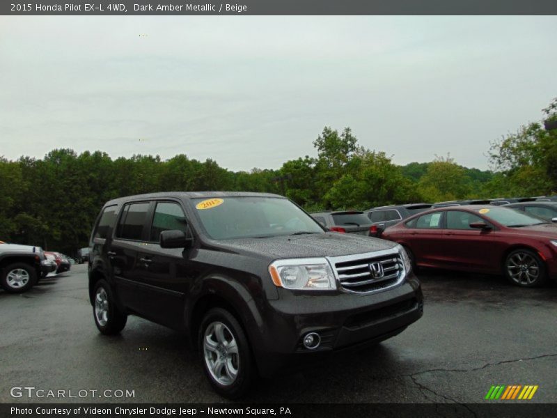 Dark Amber Metallic / Beige 2015 Honda Pilot EX-L 4WD