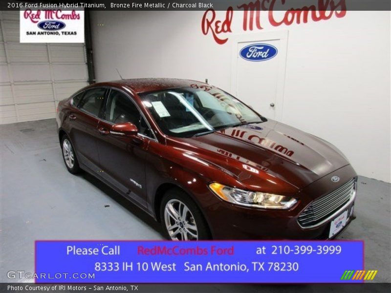 Bronze Fire Metallic / Charcoal Black 2016 Ford Fusion Hybrid Titanium