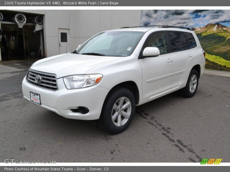 Blizzard White Pearl / Sand Beige 2009 Toyota Highlander V6 4WD